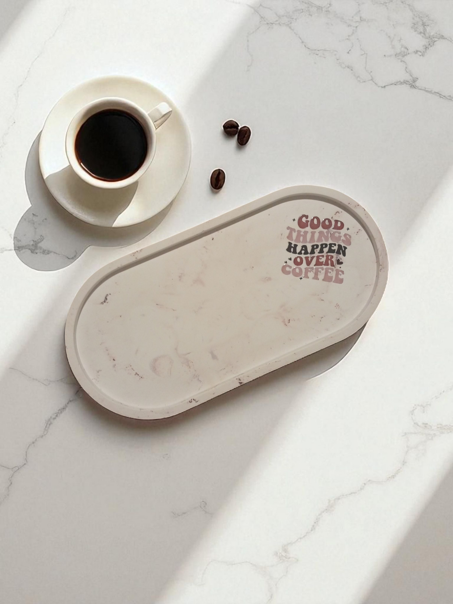 Oblong Trinket Tray (Marbled) 'Good Things Happen' - Medium