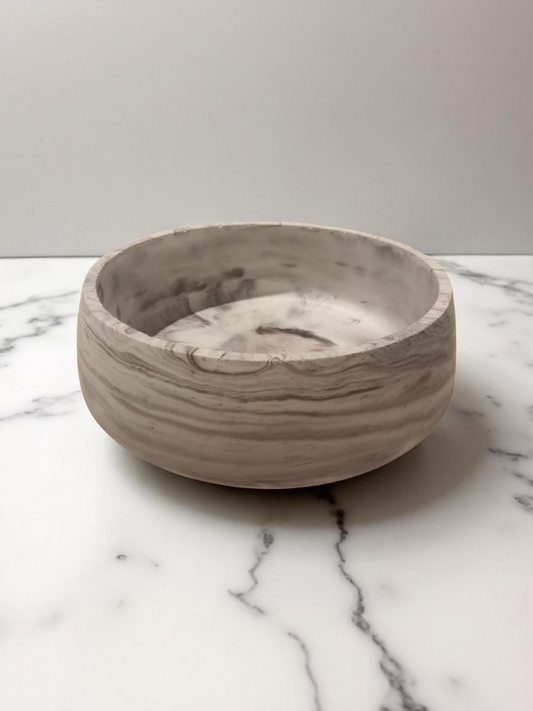 Marbled Bowl - White/Brown/Black