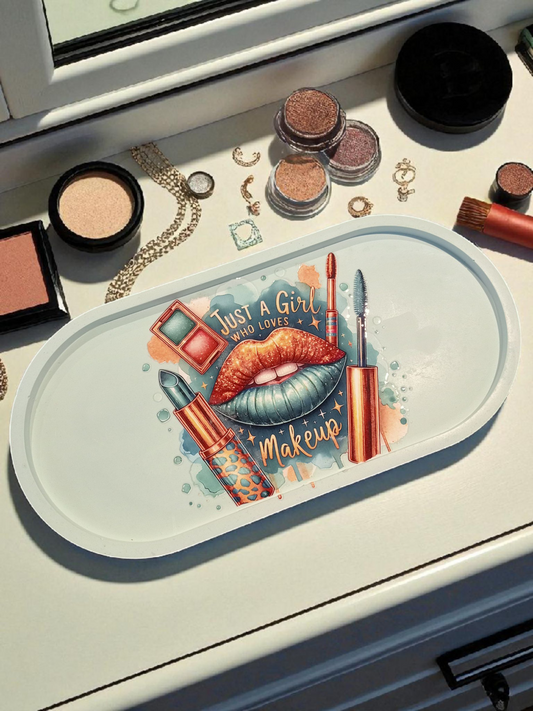 Oblong Trinket Tray 'Just a Girl Who Loves Makeup' #1