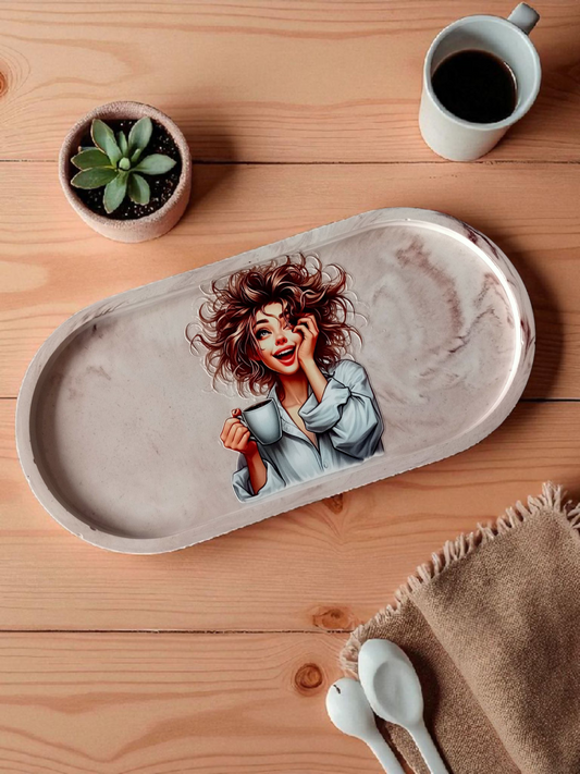 Oblong Trinket Tray 'Morning Coffee' #2 - Medium